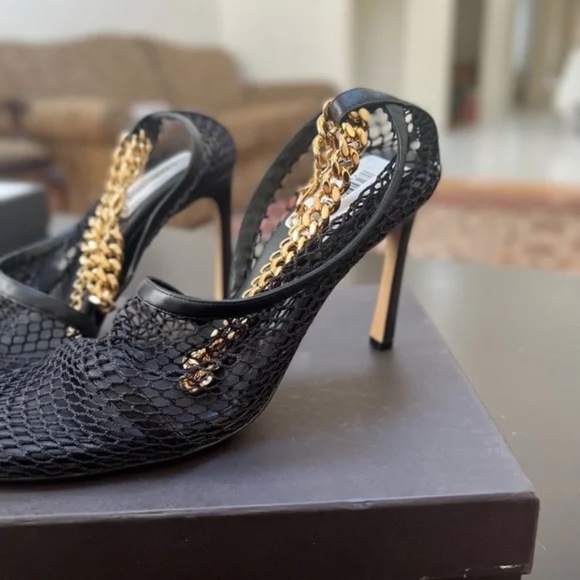 Bottega Veneta Mesh Chain Ankle-Strap Pumps Black [Size 37.5/7.5 US] - Picture 4 of 5